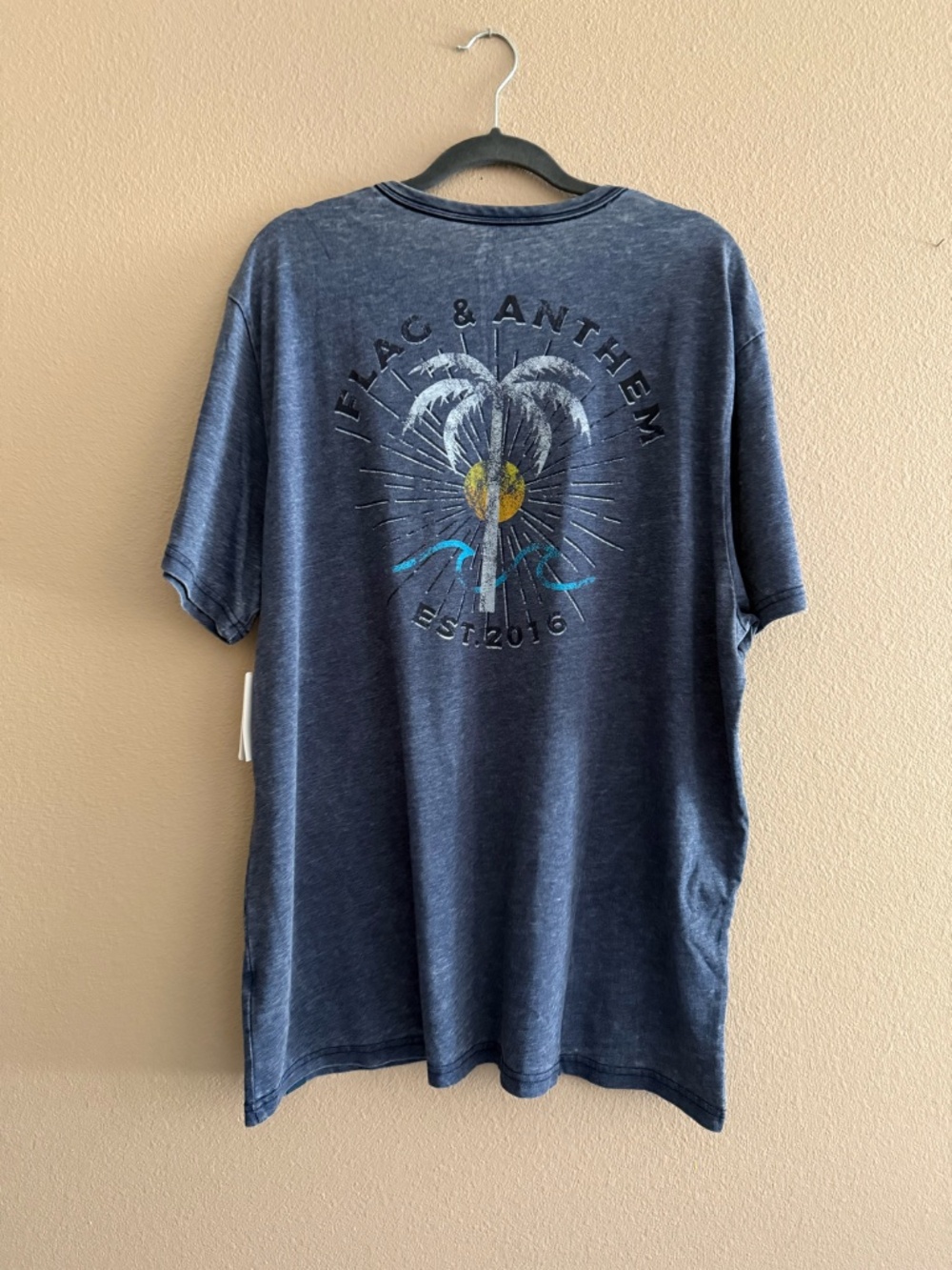 New! Flag & Anthem, Palm Tree, Blue, Short Sleeve T-shirt, Mens XXL